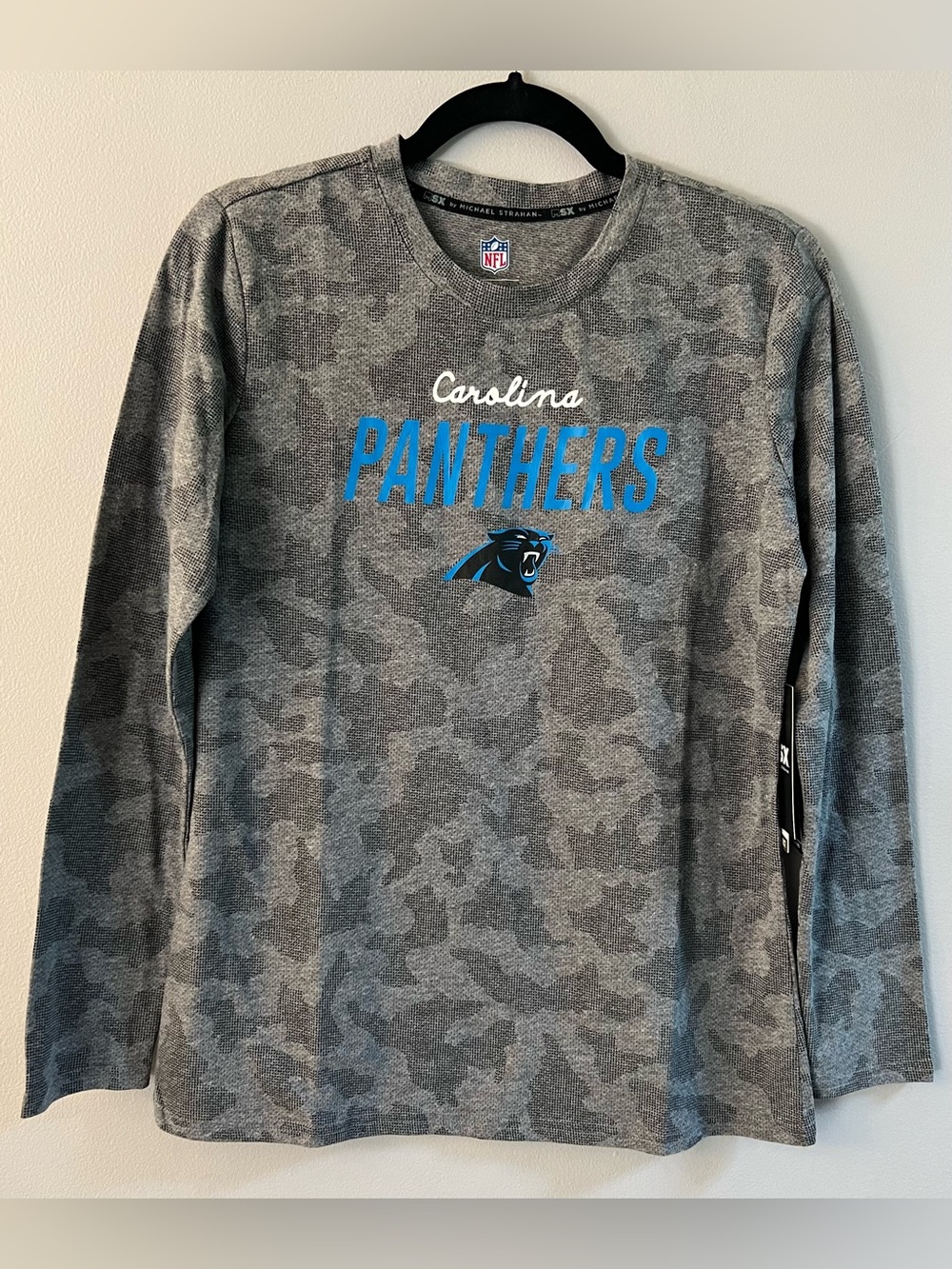 MSX by Michael Strahan Carolina Panthers NFL Women’s Gray Camo Long-Sleeve Shirt
